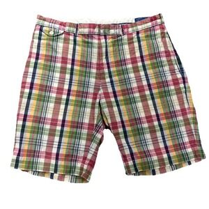 VTG Polo Ralph Lauren Shorts Mens‎ 36 Tartan Plaid Lightweight Chino Preppy Y2K